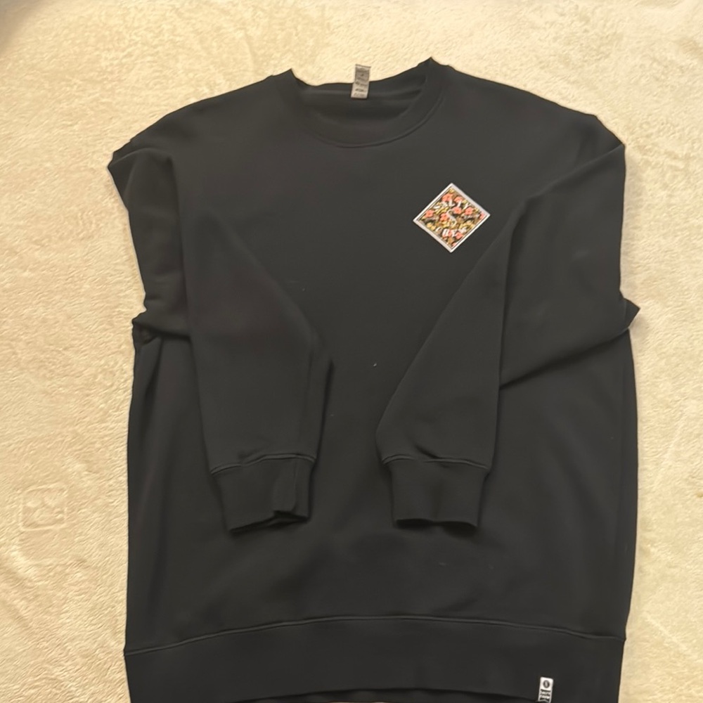 Salty Crew Black Crewneck Sweater with Ribbed Cuffs